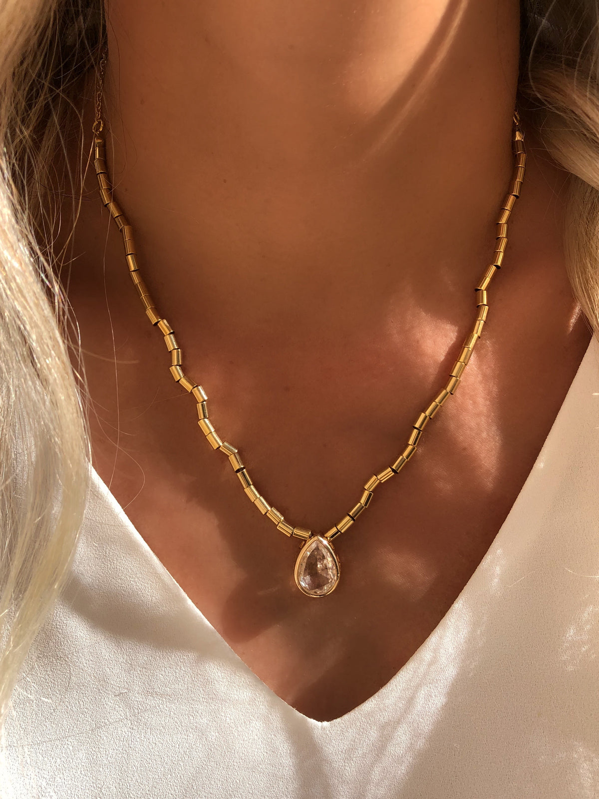 Conjunto Colar e Brinco Diana Cristal - Tiff Joias