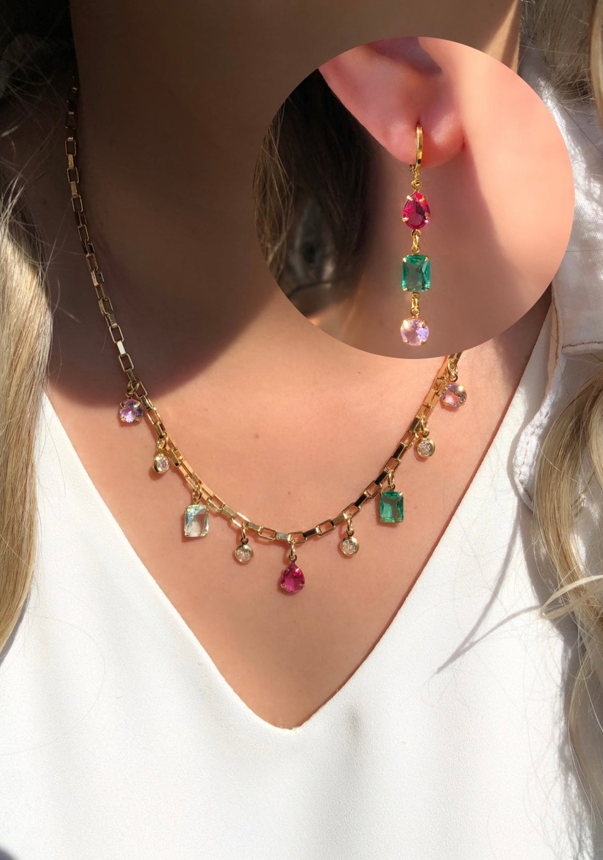 Conjunto Mini Formas Cristais Lapidados Coloridos Vibrantes - Tiff Joias
