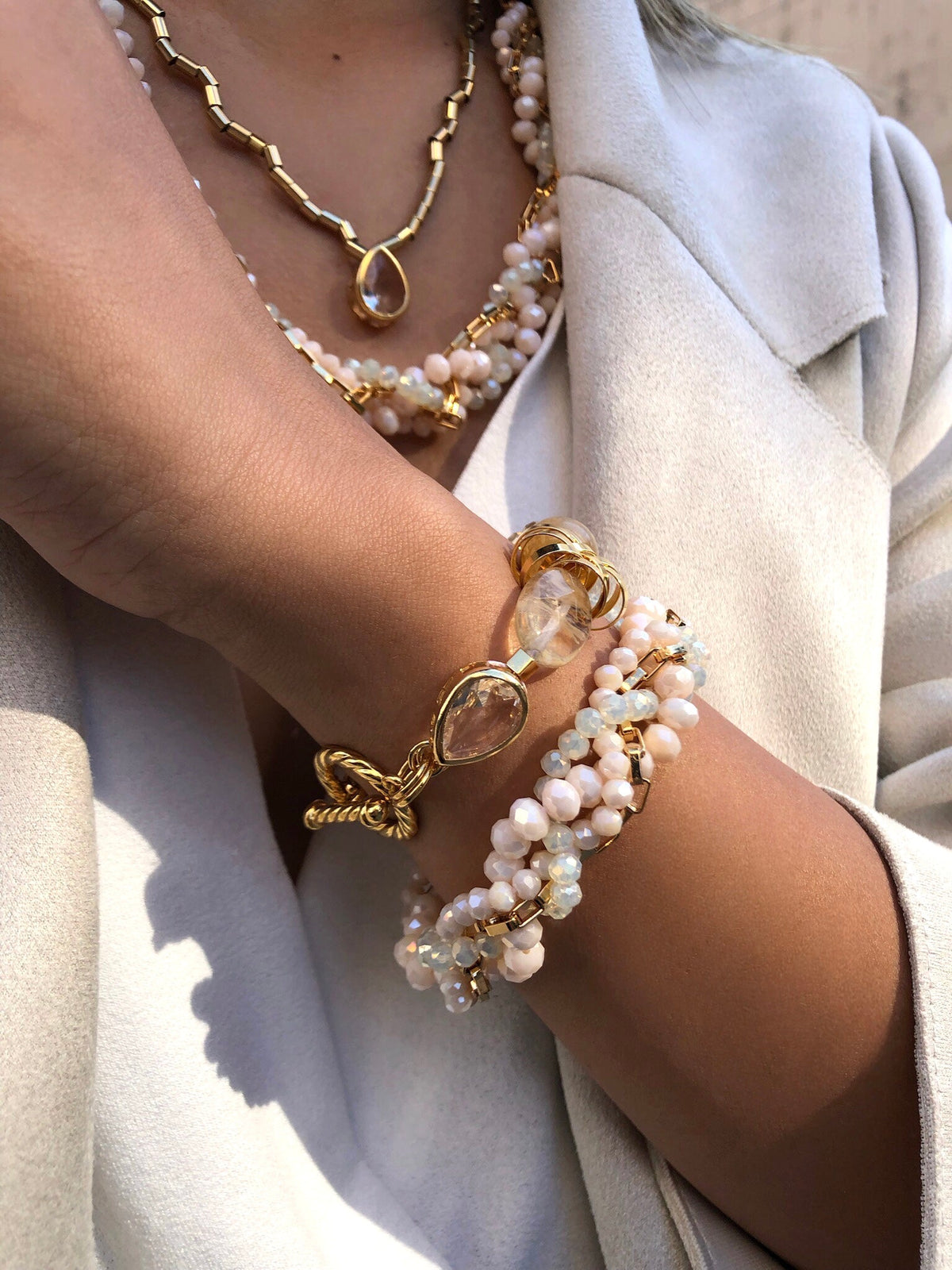 Conjunto Rebeca New Com Cristais Nude - Tiff Joias