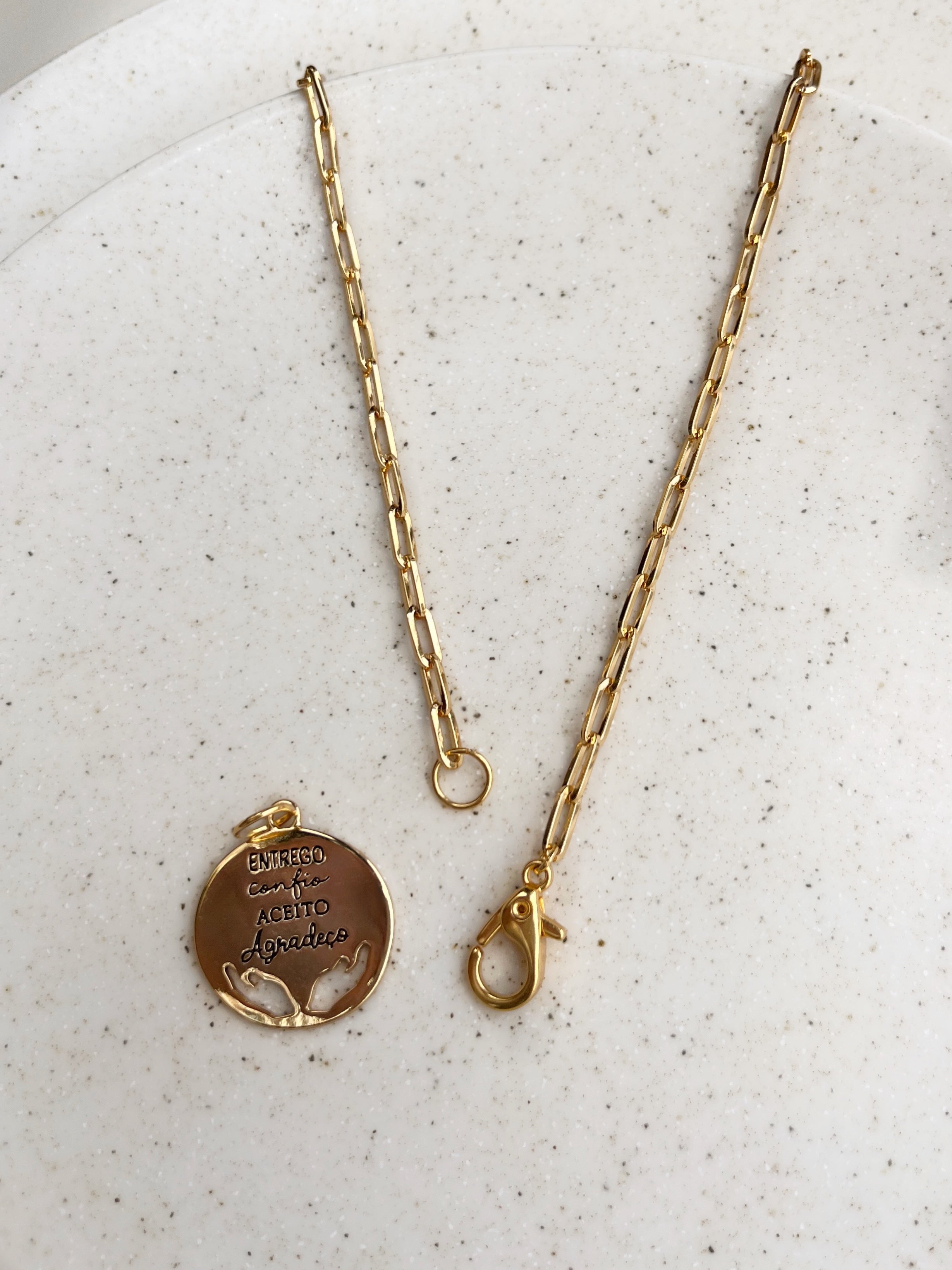 Colar Corrente Elos Fina Com Medalha Com Frase