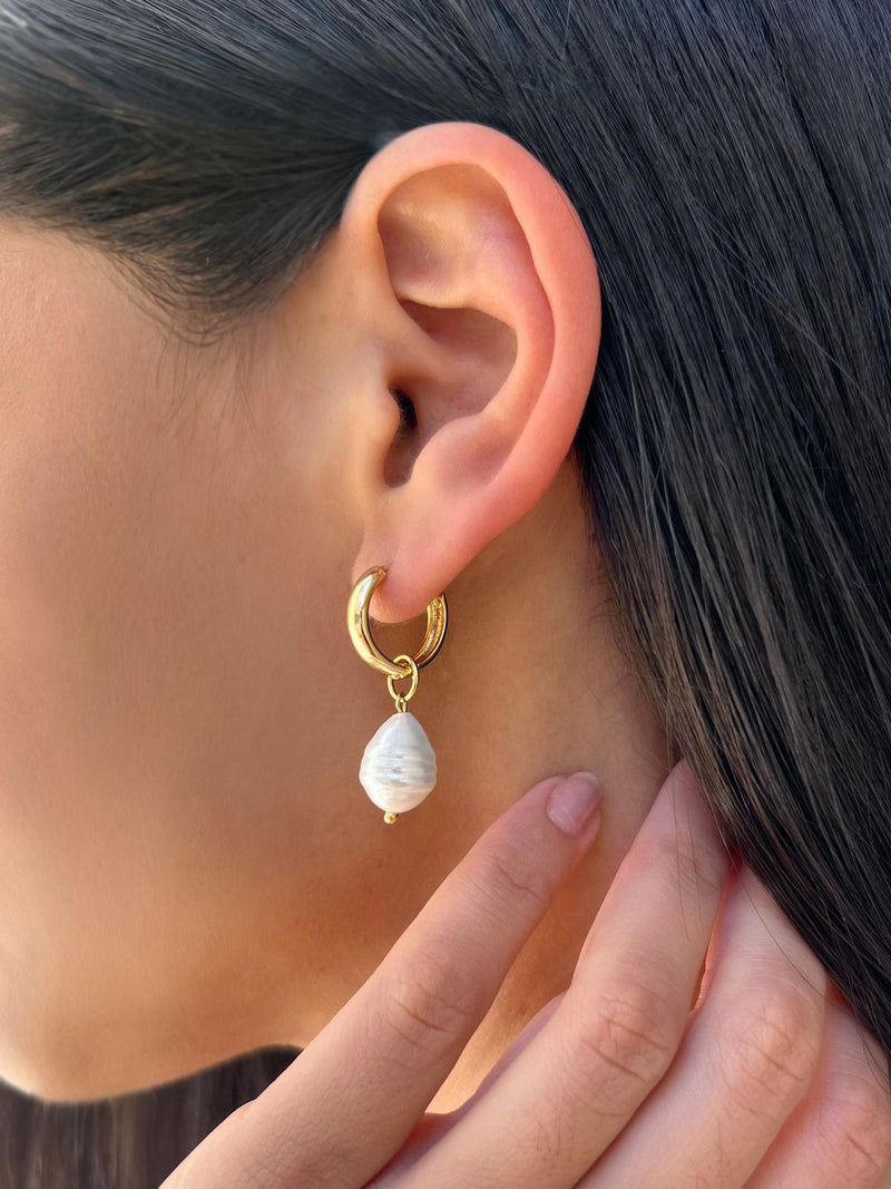 Brinco Argola Pérola Barroca Shell