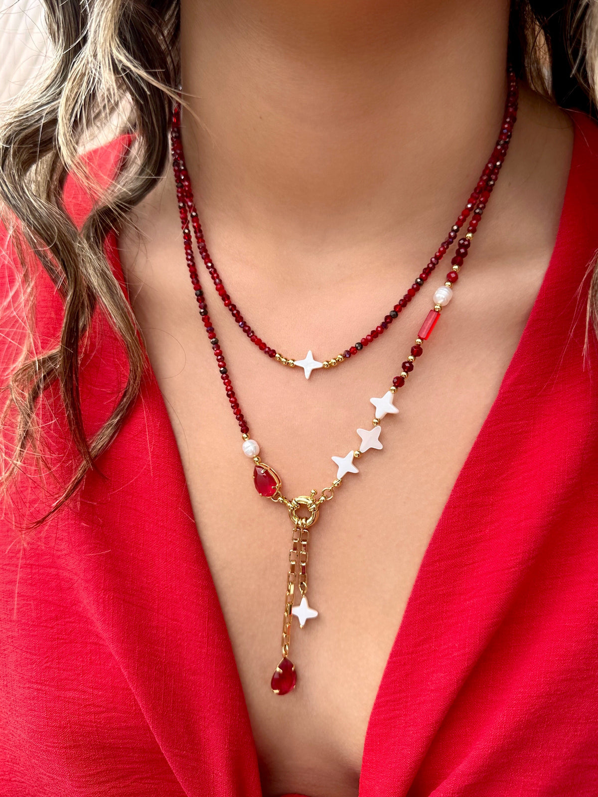 Mix De Colares Lais Vermelho Cherry - Tiff Joias