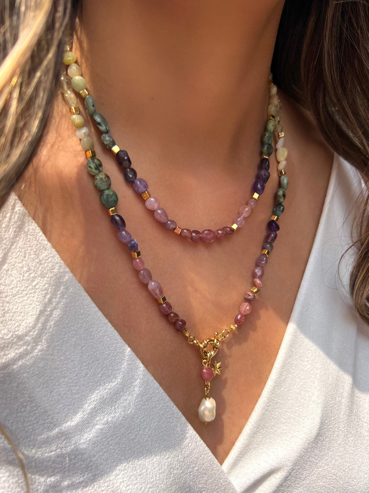 Mix de Colares Pedras Naturais Roladas - Tiff Joias