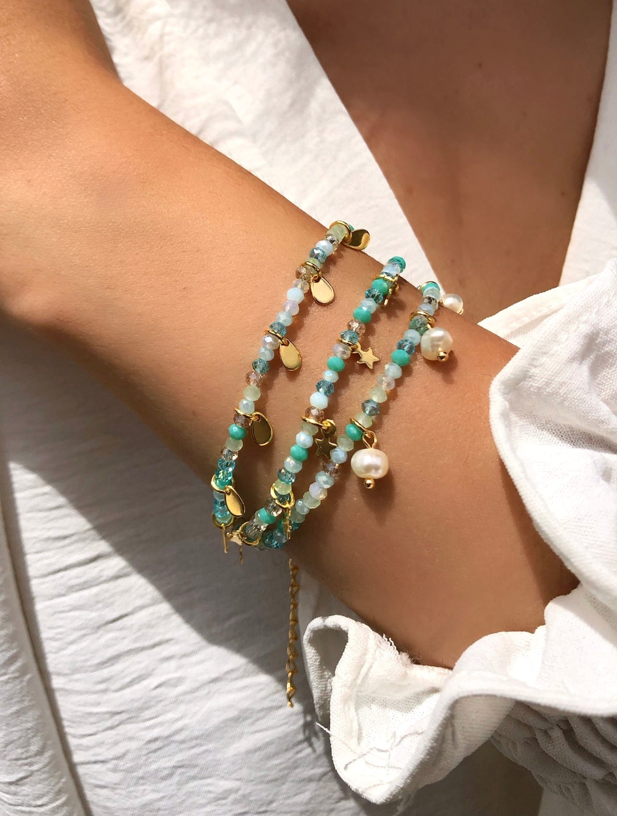 Mix De Pulseiras Cristais Mix Caribe - Tiff Joias