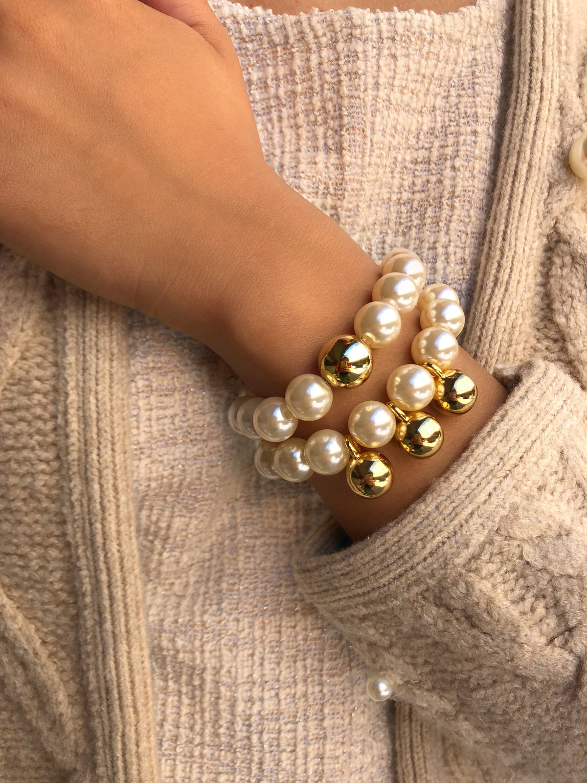 Mix De Pulseiras De Pérolas Pingentes Pendurados - Tiff Joias