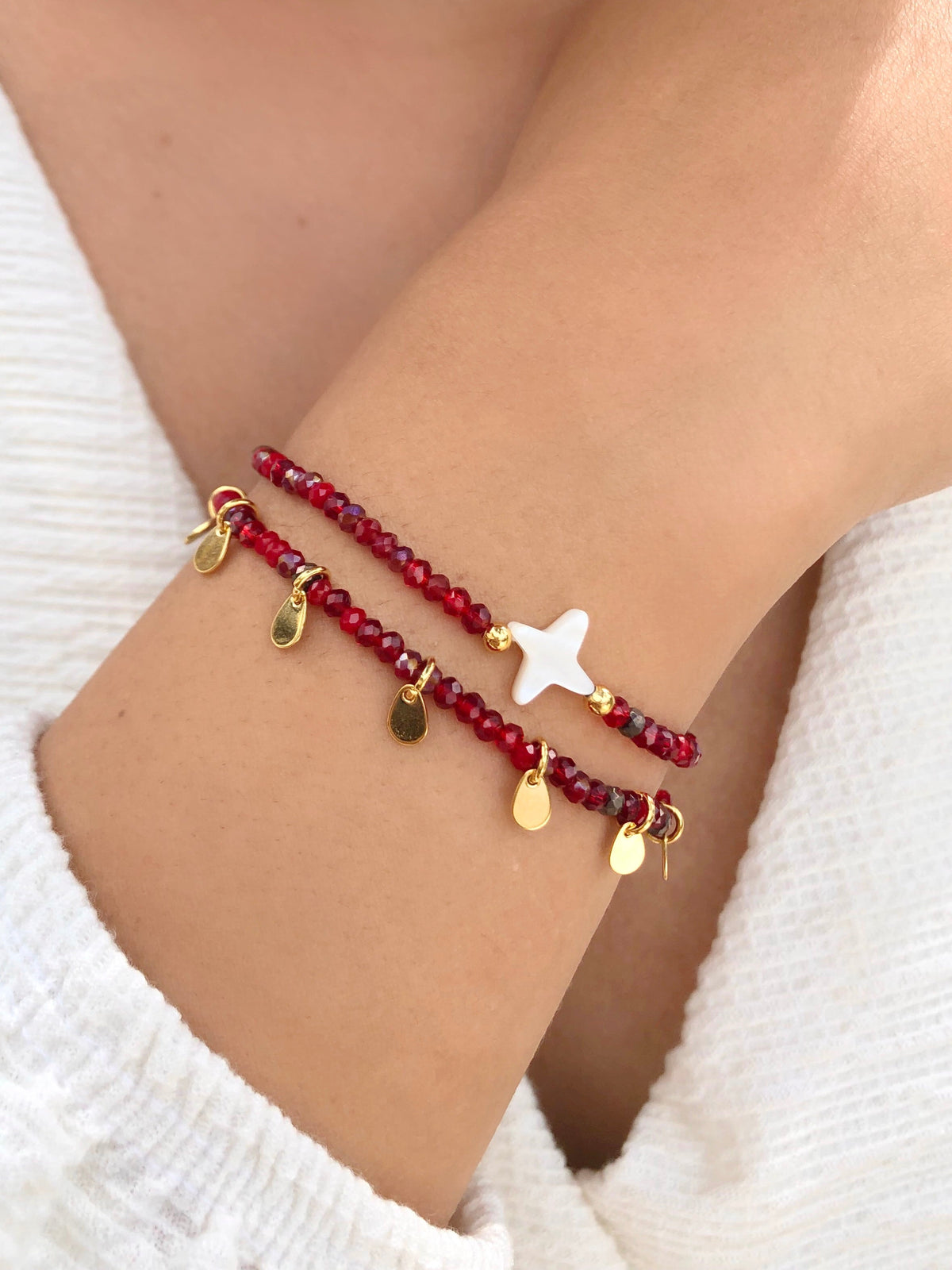 Mix De Pulseiras Lais Vermelho Cherry - Tiff Joias