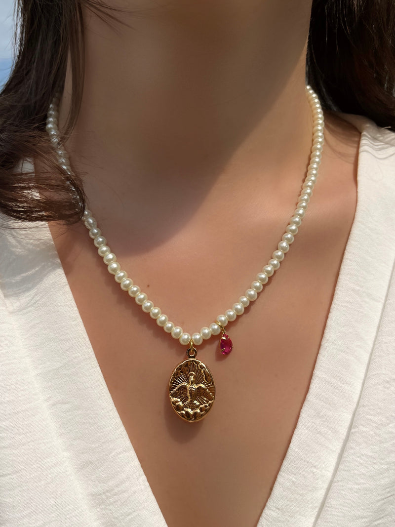 Colar Perola Com Pingente Divino