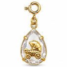 Pingente Cristal Carrinho Bebê Banho Ouro Com Fecho