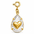 Pingente Cristal Coração Banho Ouro Com Fecho