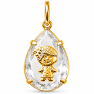 Pingente Cristal Menina Banho Ouro*