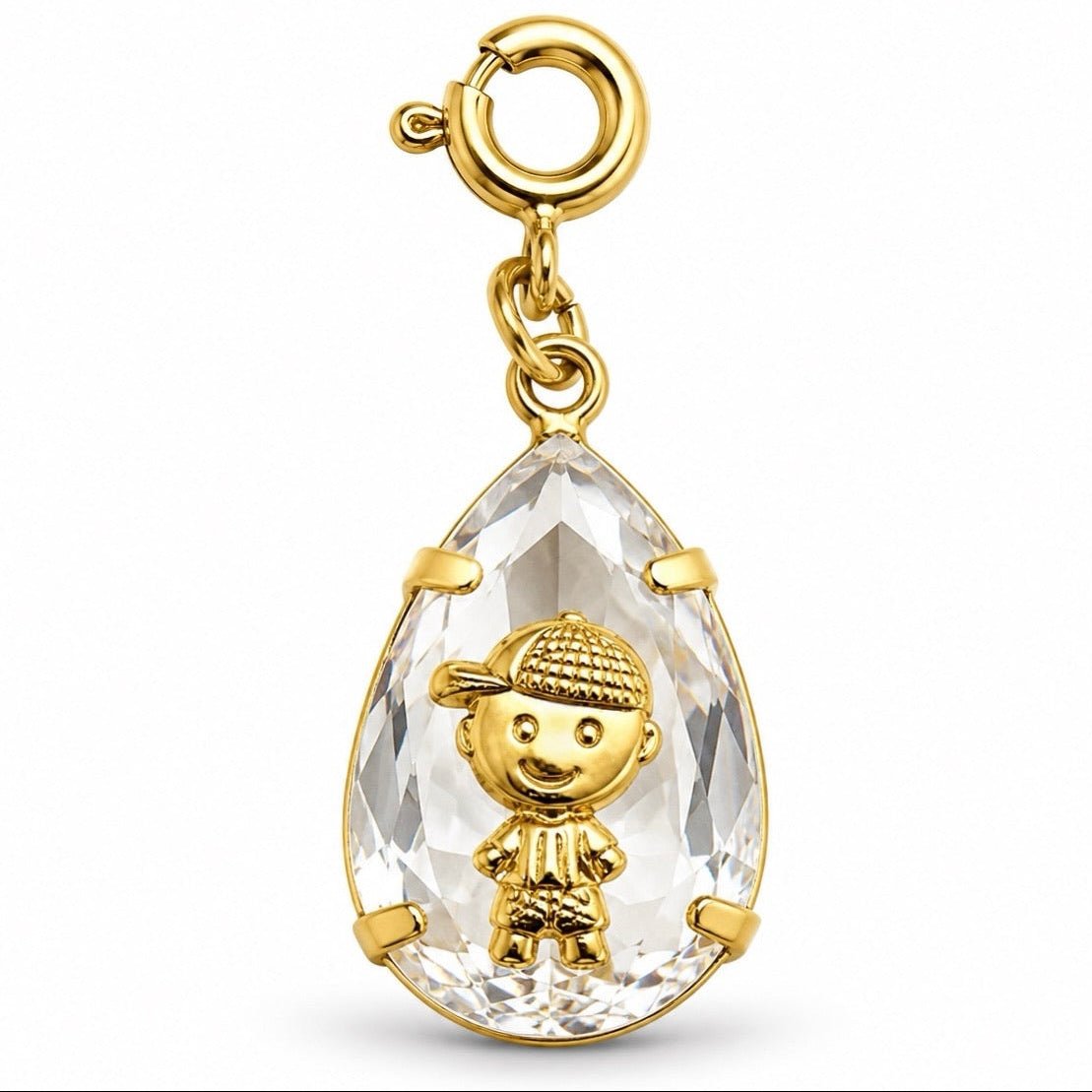 Pingente Cristal Menino Banho Ouro Com Fecho - Tiff Joias