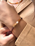 Pulseira Carol Marrom E Pérola E Cubos - Tiff Joias