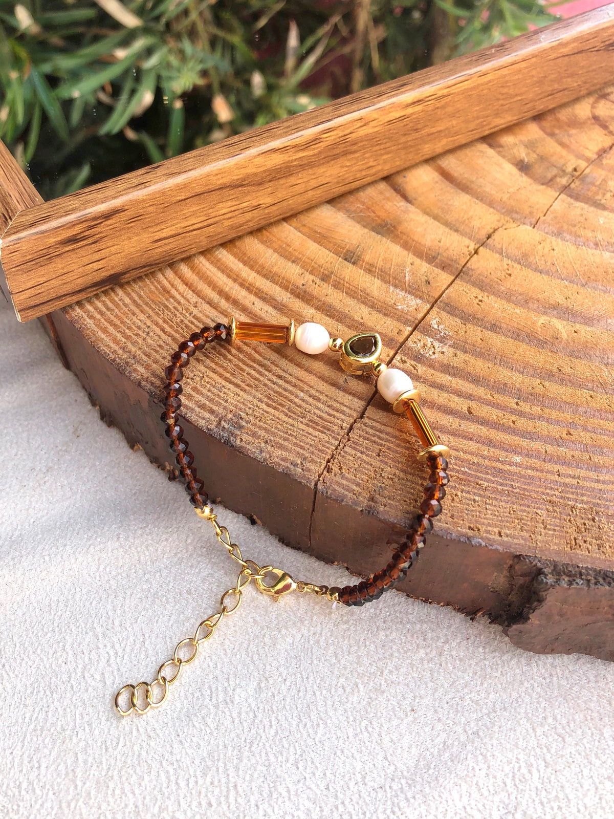Pulseira Carol Marrom Mini Gota 16cm - Tiff Joias