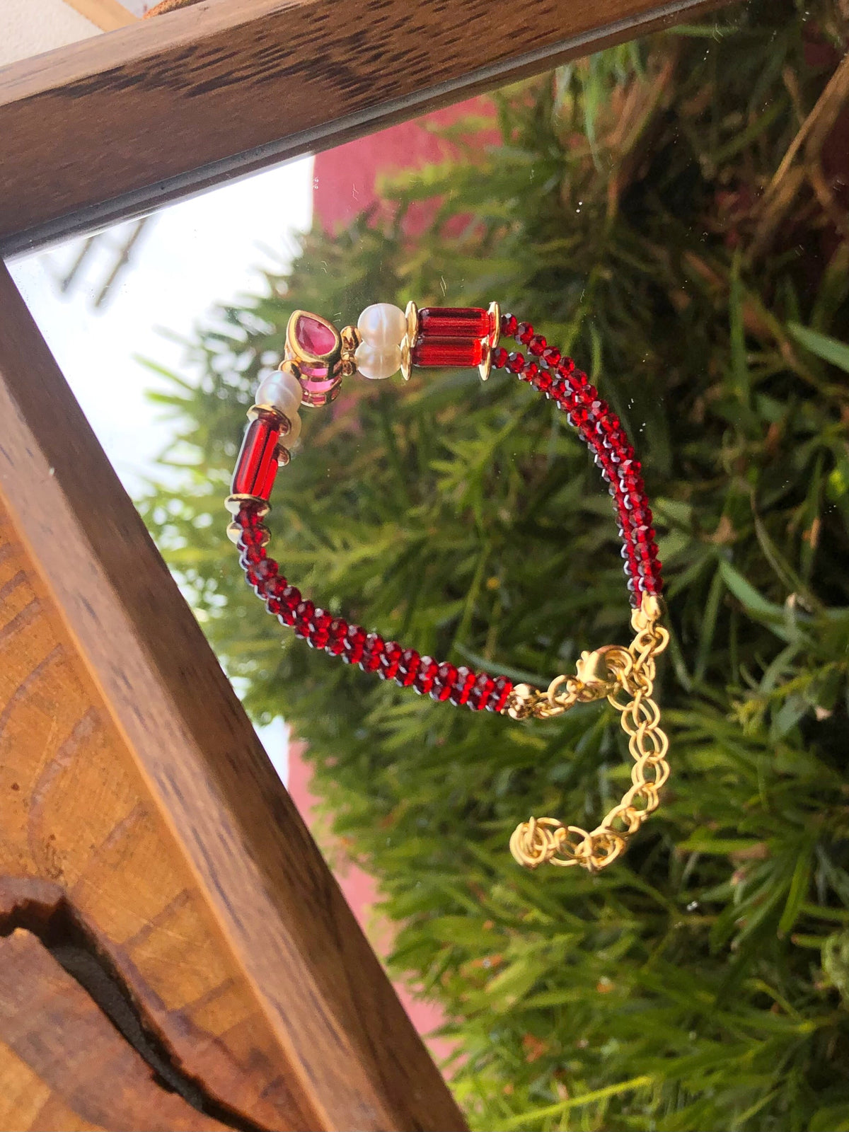 Pulseira Carol Vermelho Cherry Mini Gota 16cm - Tiff Joias