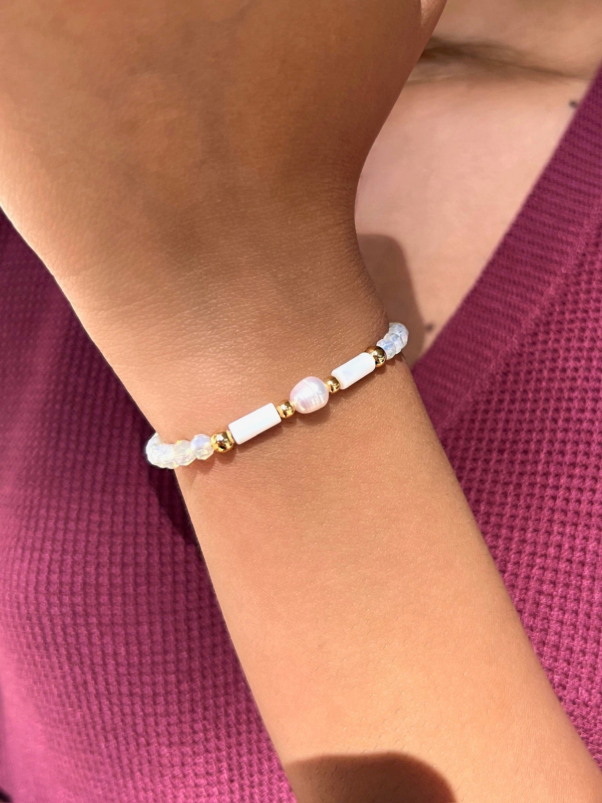 Pulseira Com Madrepérola E Bolinhas Carol - Tiff Joias