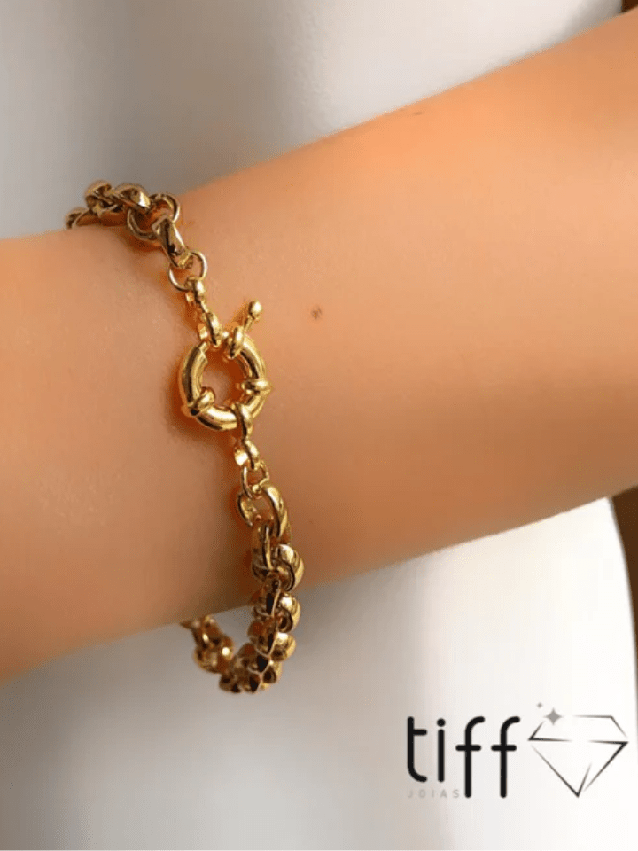 Pulseira Corrente Elos Português E Fecho Bóia 20cm - Tiff Joias