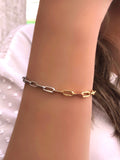 Pulseira Duo Corrente Elos Fina RB e Banho Ouro 16cm - Tiff Joias