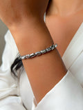 Pulseira Hematita Branca Quadrada 17cm - Tiff Joias