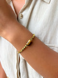 Pulseira Hematita Com Pedra Natural Olho de Tigre 17cm - Tiff Joias