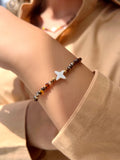 Pulseira Lais Cristais Mix Marrom E Estrela Madrepérola 16cm - Tiff Joias