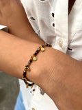 Pulseira Lais Cristais Mix Marrom E Mini Gotas Penduradas 16cm - Tiff Joias