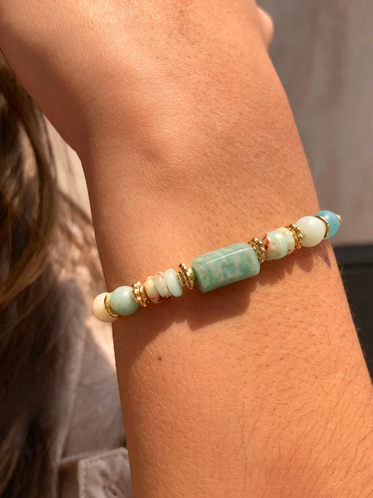Pulseira Natalia Pedra Natural Amazonita - Tiff Joias