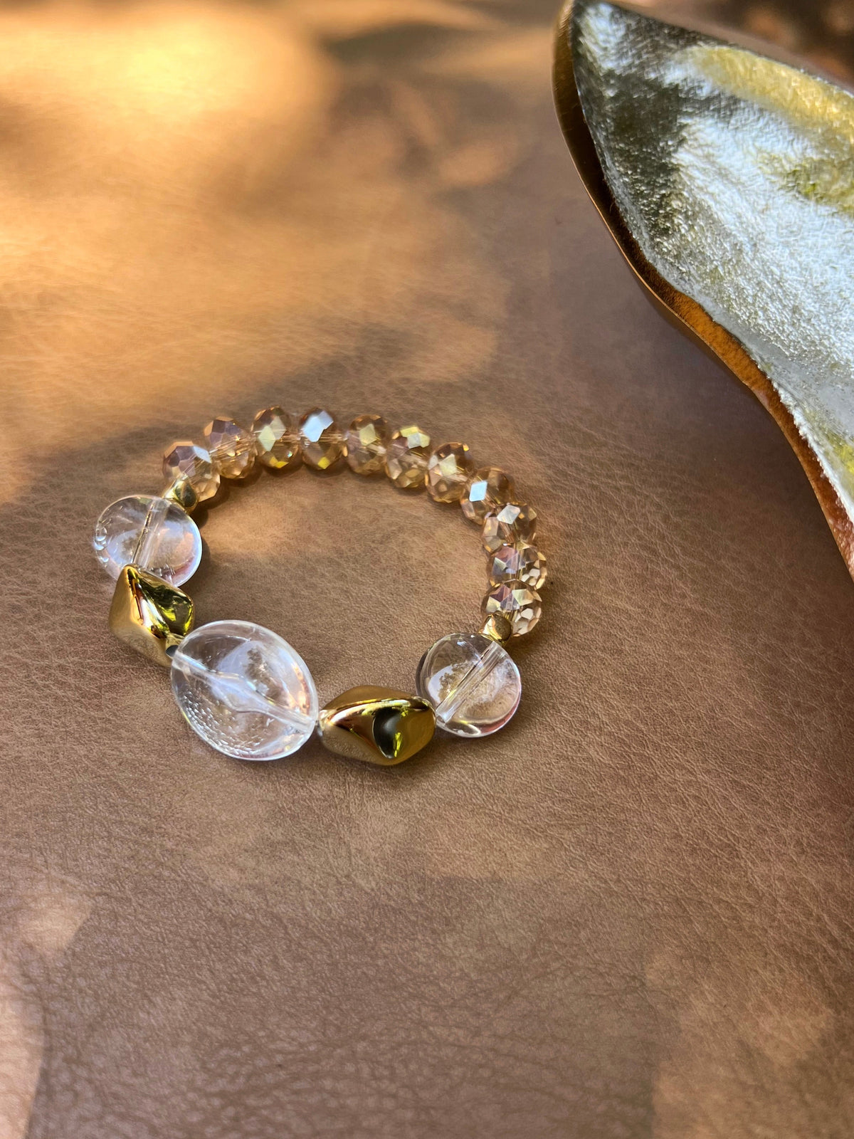 Pulseira Pedras Orgânicas Transparentes 18cm - Tiff Joias