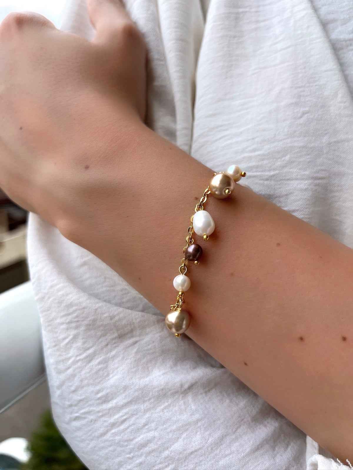 Pulseira Pérolas Degrade 16cm - Tiff Joias