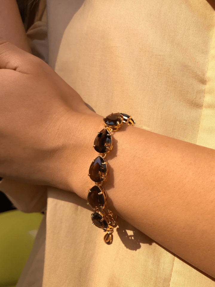 Pulseira Riviera Gotas Cor Marrom E Fecho Bóia 18cm - Tiff Joias