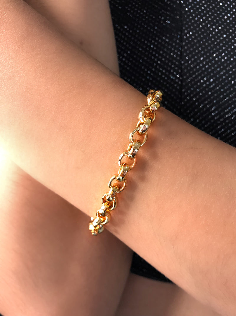 Pulseira Corrente Elos Portuguesa E Fecho Lagosta 16cm