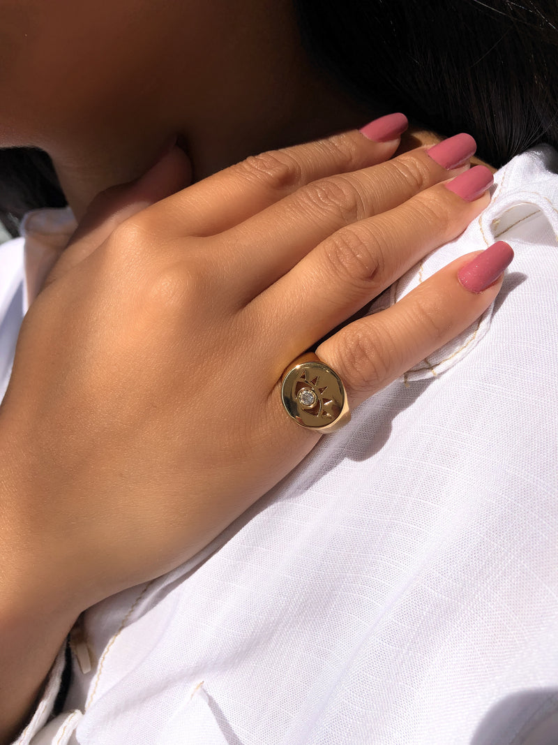 Anel Mari Olho Grego Com Zircônia Branca