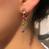Par De Brincos Mini Gota Cristal Lapidado Cor Morganita E Zircônias Coloridas