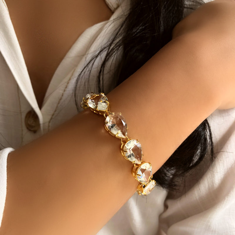 Pulseira Riviera Gotas Cor Cristal E Fecho Bóia 18cm