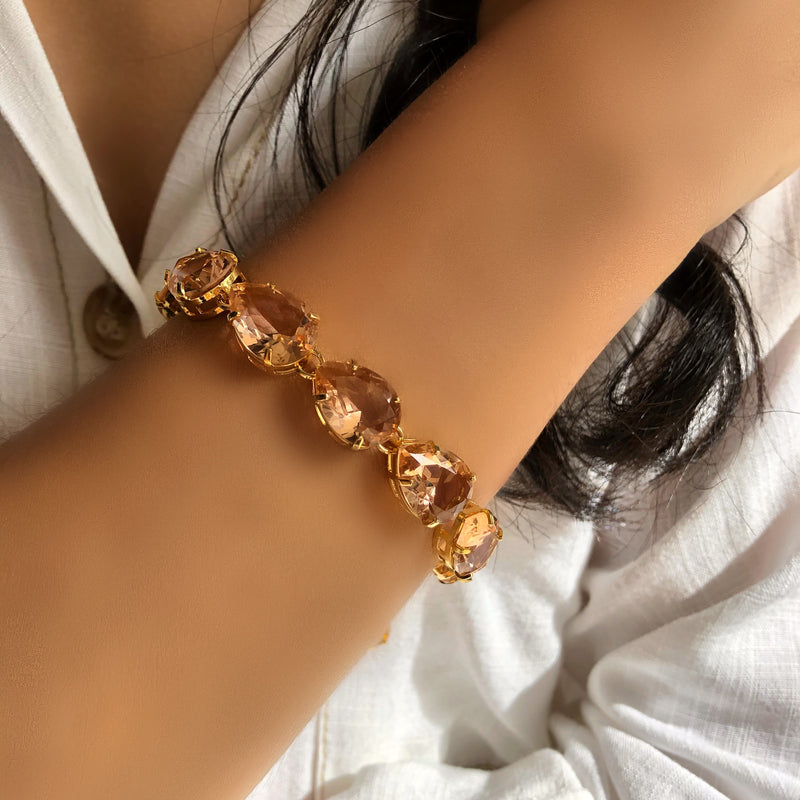 Pulseira Riviera Gotas Cor Morganita E Fecho Bóia 18cm