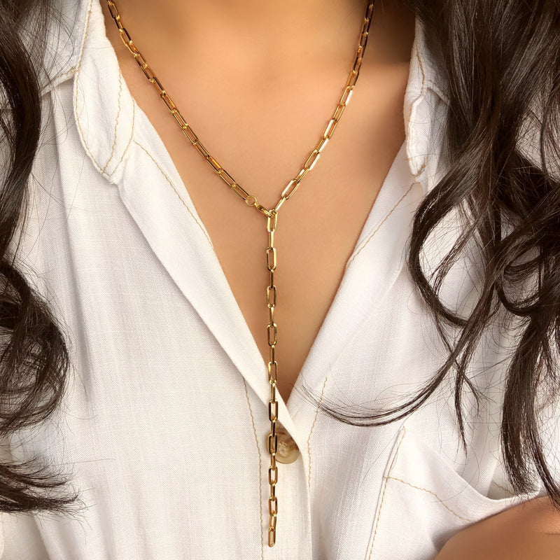 Colar Gravata Corrente Elos Fina