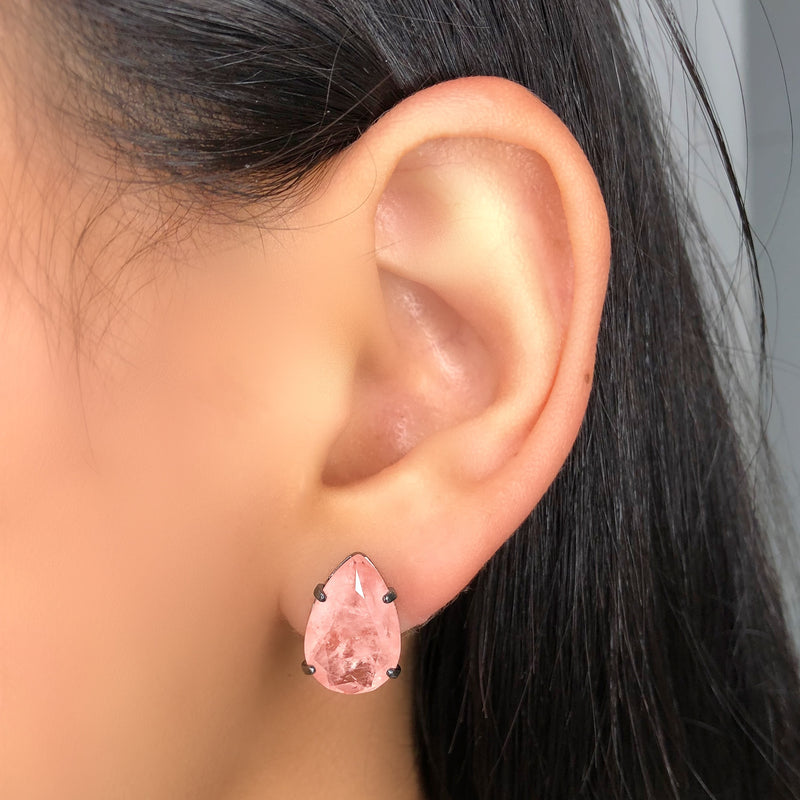 Par De Brincos Gota Quartzo Cherry Fusion