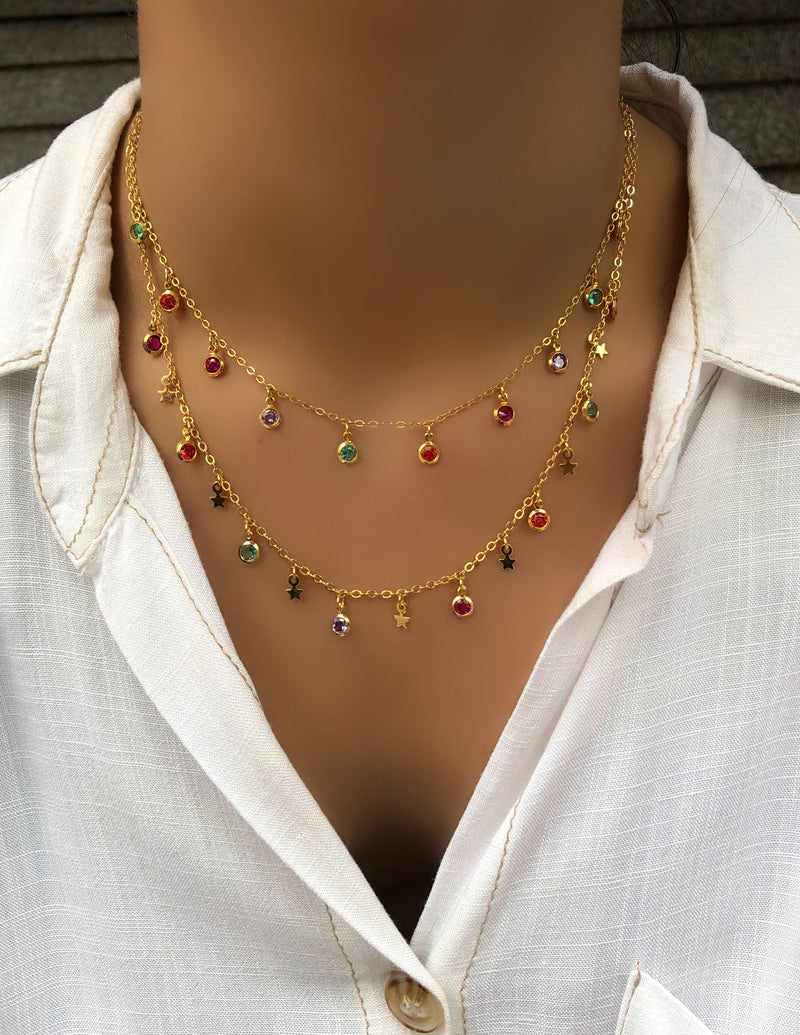 Mix De Colares Com Zircônias Coloridas