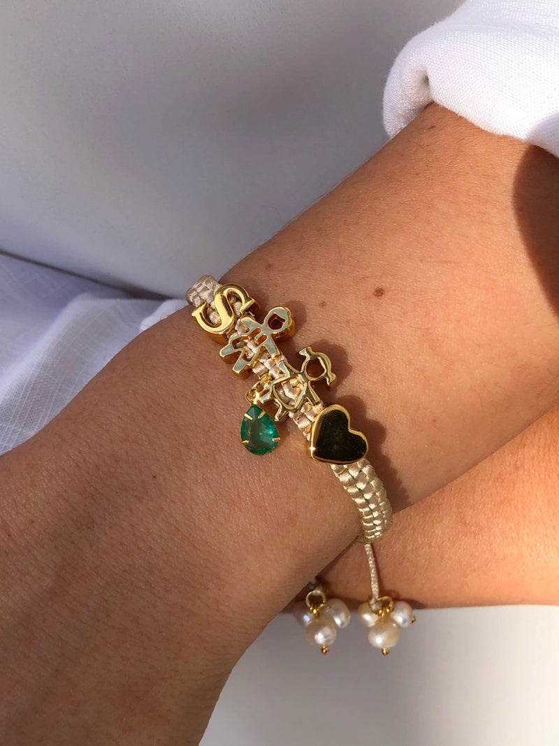 Pulseira Pingente 2 Filhos + 1 Pingente De Letra