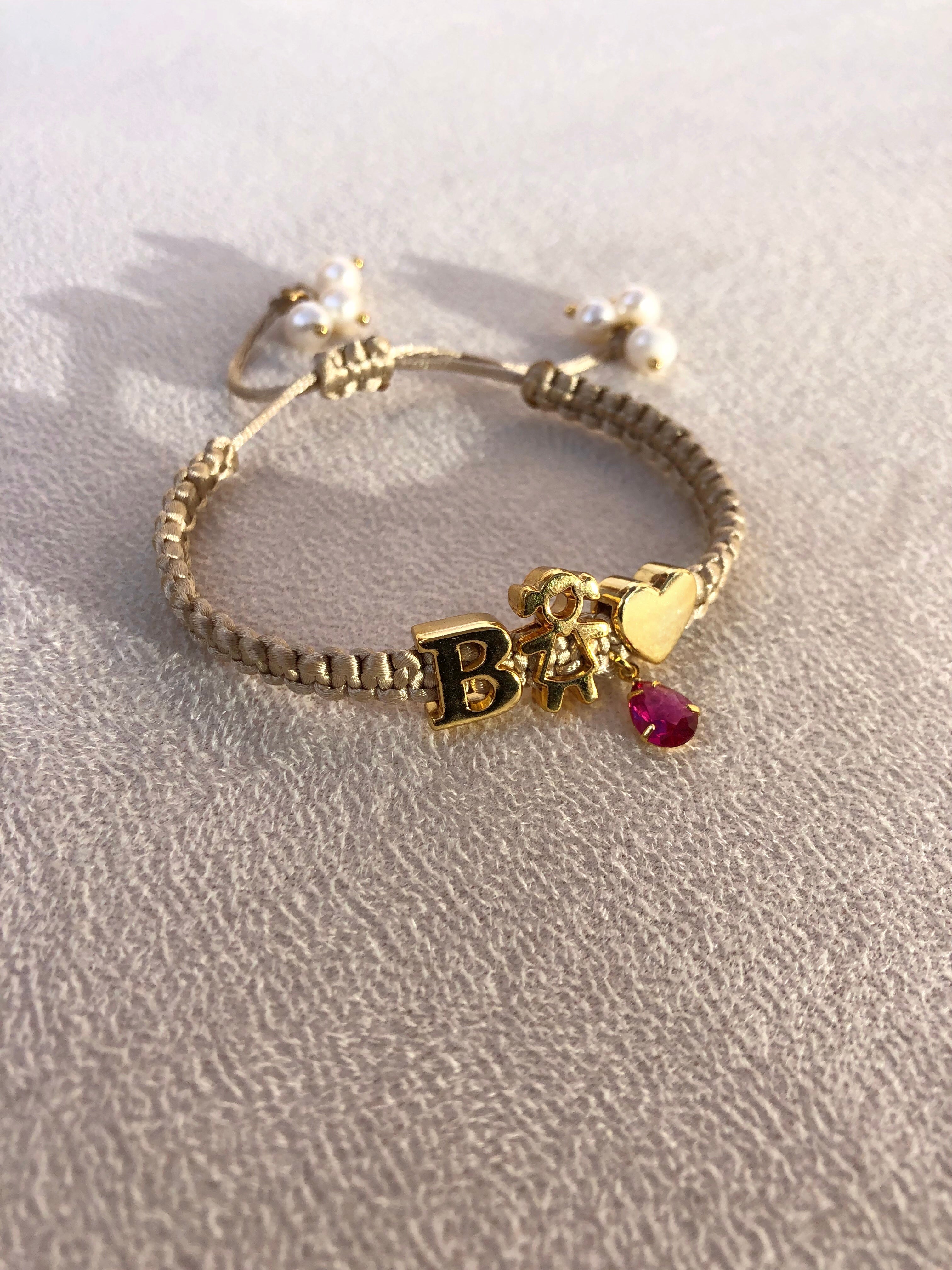 Pulseira Pingente 1 Filho + 1 Pingente De Letra