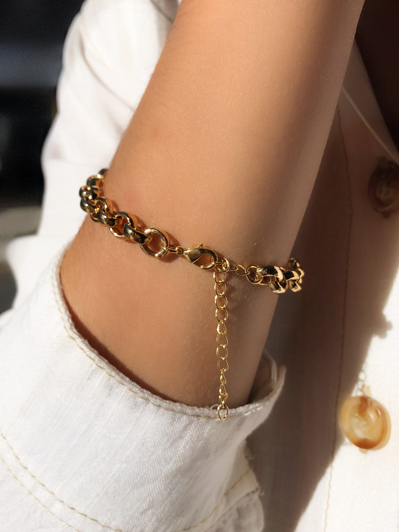 Pulseira Corrente Elos Portuguesa E Fecho Lagosta 16cm