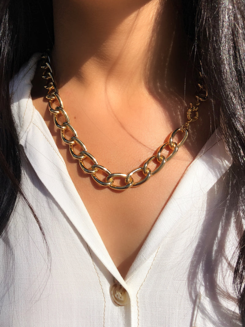 Colar Patrícia Corrente Elos Grumê Grande 50cm