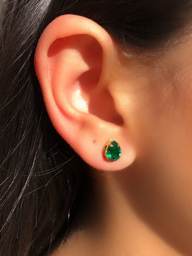 Par De Brincos Giovana Mini Gota Esmeralda