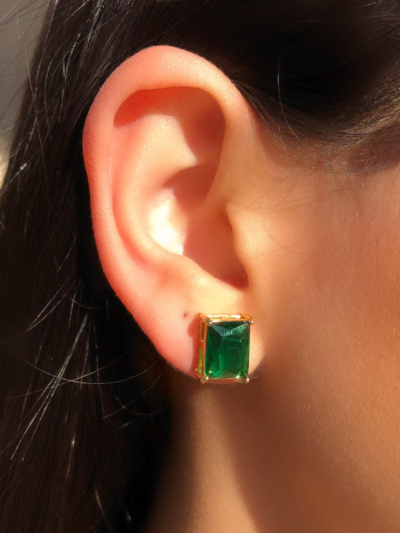 Par De Brincos Giovana Baguete Esmeralda