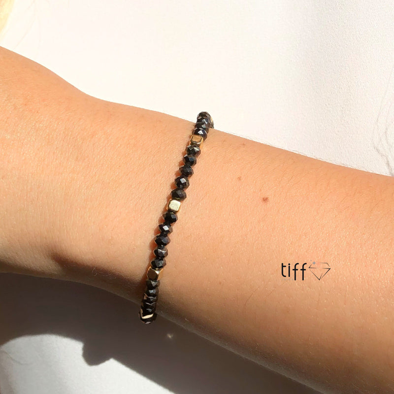 Pulseira Cristais Grafite Com Mini Cubos