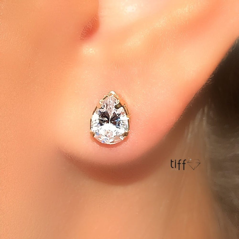 Par De Brincos Mini Gota Zircônia Branca