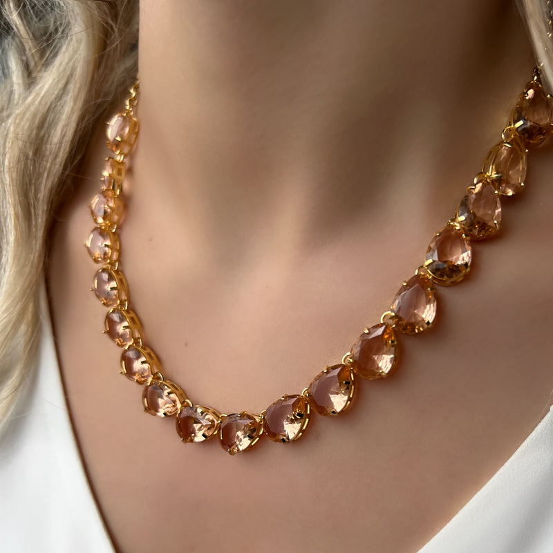 Colar Riviera Gotas Cor Morganita E Corrente Mini Portuguesa 40cm