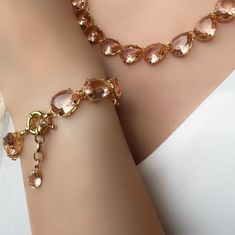 Pulseira Riviera Gotas Cor Morganita E Fecho Bóia 18cm