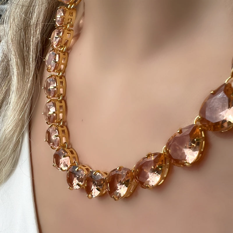 Colar Riviera Gotas Cor Morganita E Corrente Mini Portuguesa 40cm