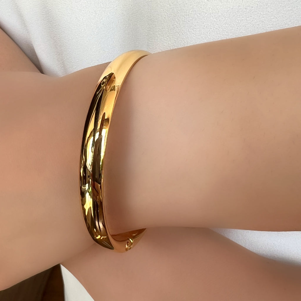 Bracelete Liso Em Banho Ouro 18k 17cm