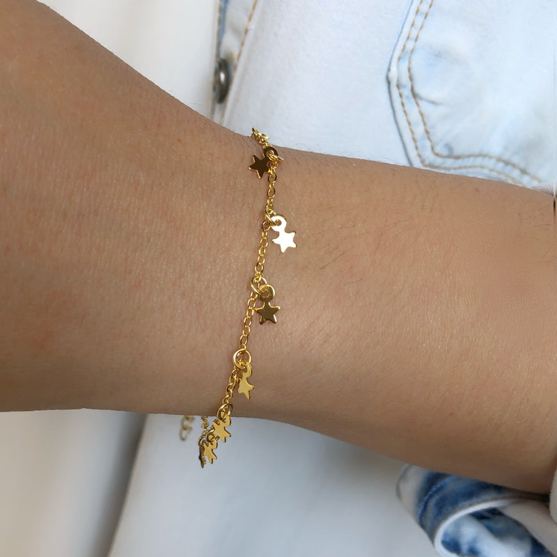 Pulseira Corrente Com Mini Estrelas